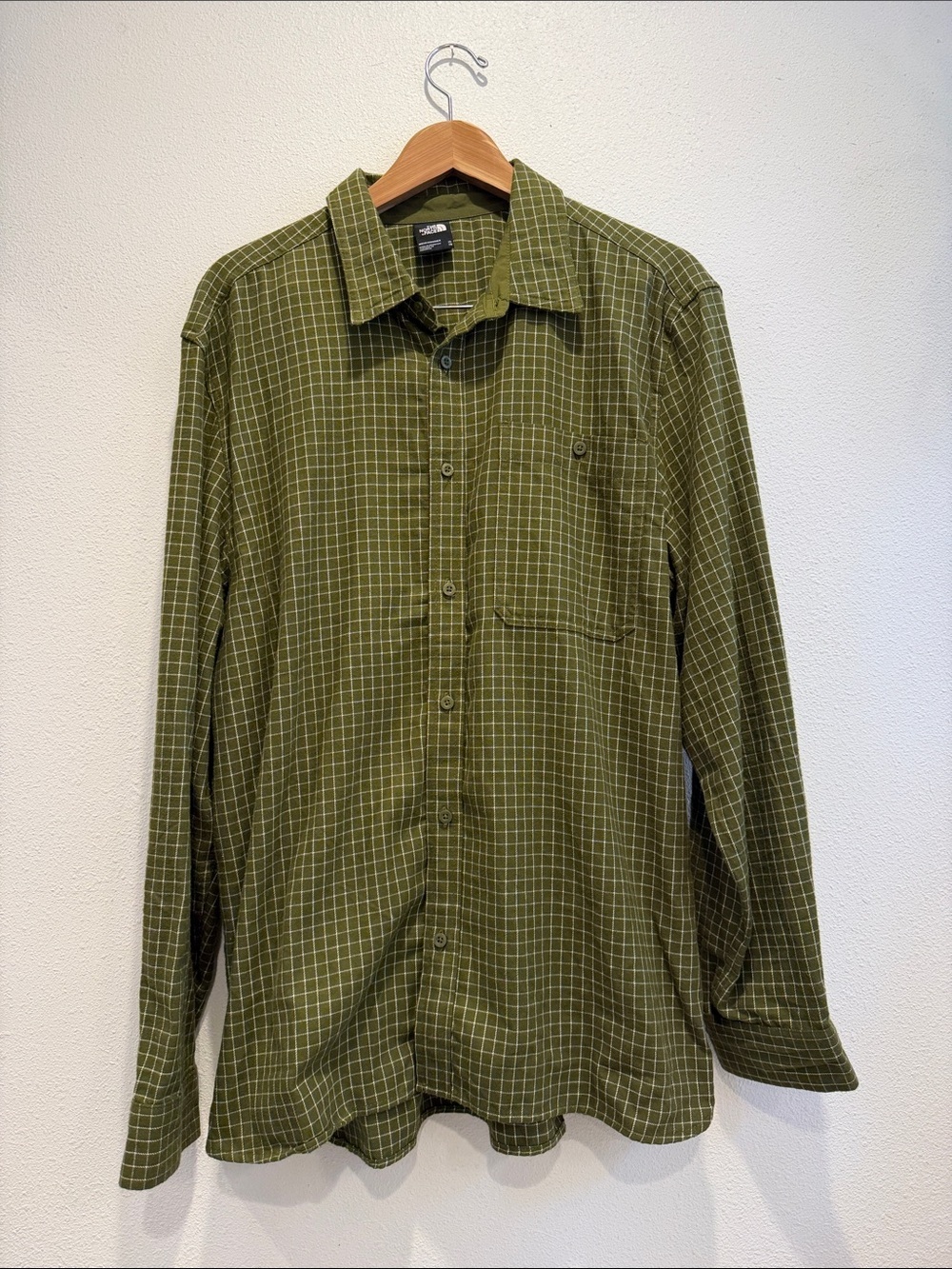 The North Face Olive Green Windowpane Plaid Button-Down Shirt